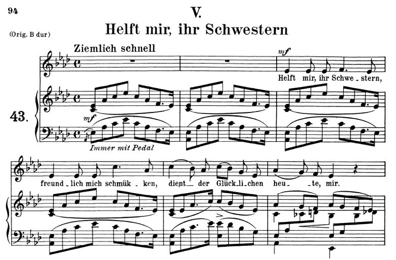 Helft mir, ihr Schwestern Op. 42 No.5, As-Dur, R.S...