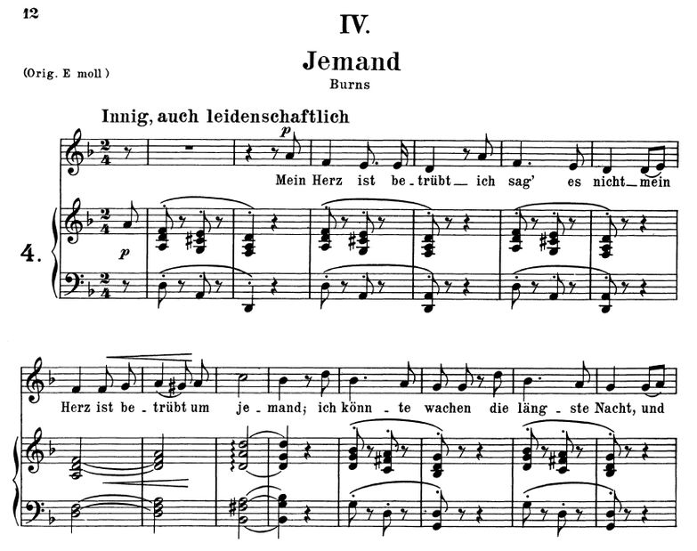 Jemand Op 25 No.4 in d-moll, R.Schumann (Myrten). ...