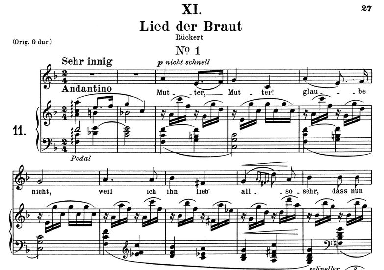 Lied der Braut I Op 25 No.11, F-Dur, R.Schumann (M...