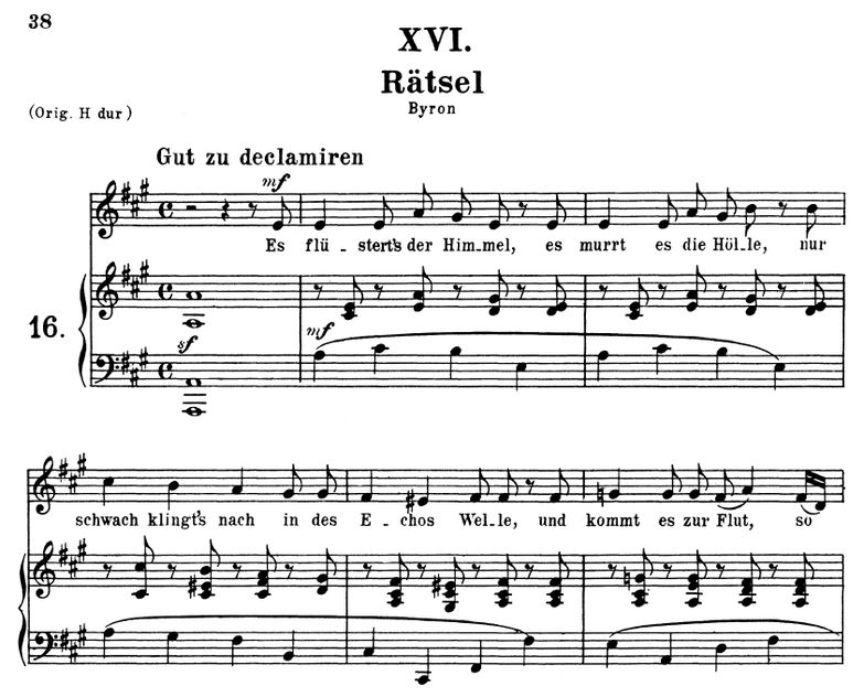 Rätsel Op.25 No.16, A-Dur, R.Schumann (Myrten). Ba...
