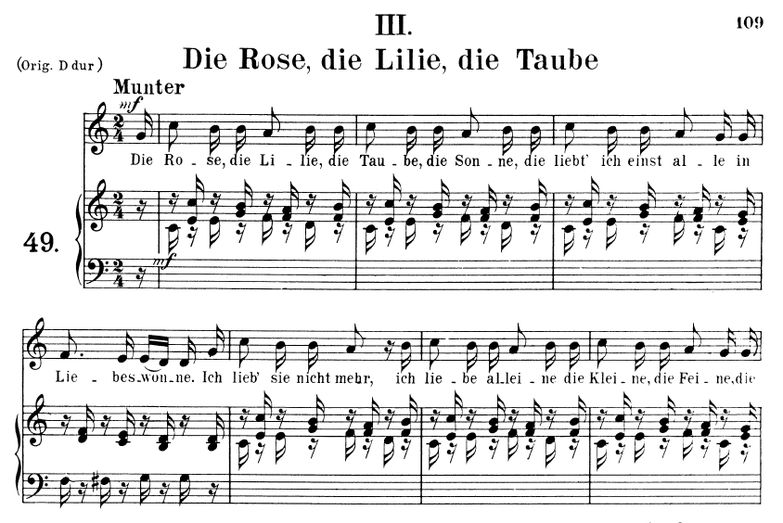 Die Rose die Lilie die Taube Op.48 No.3, C-Dur. R....