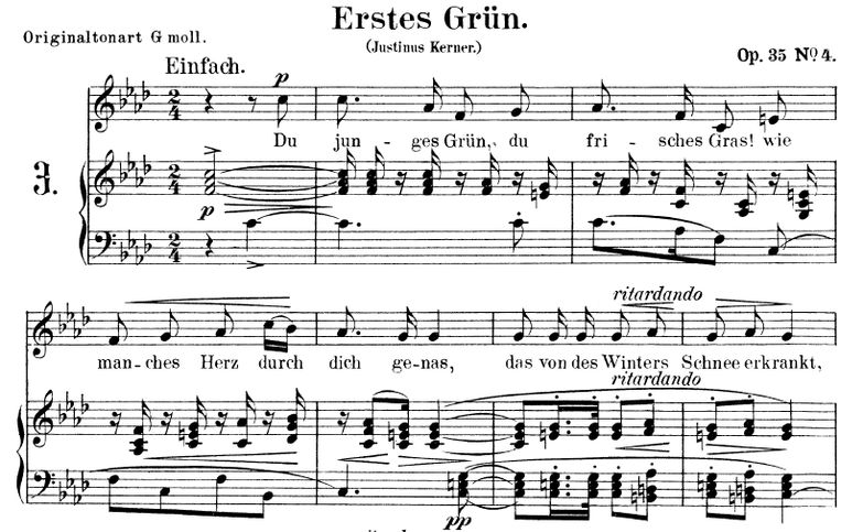 Erstes Grün Op. 35 No.4, f-moll, R. Schumann. Band...