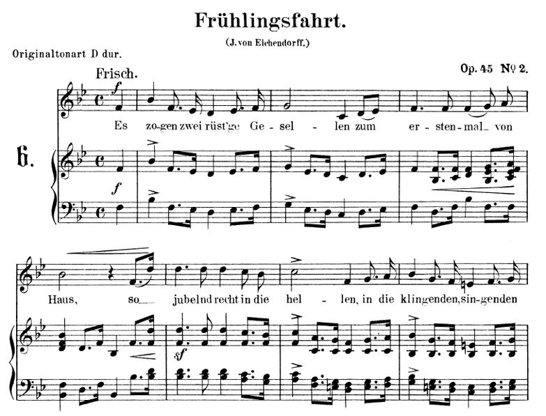 Frühlingsfarth Op. 45 No.2, B-Dur, R. Schumann. Ba...