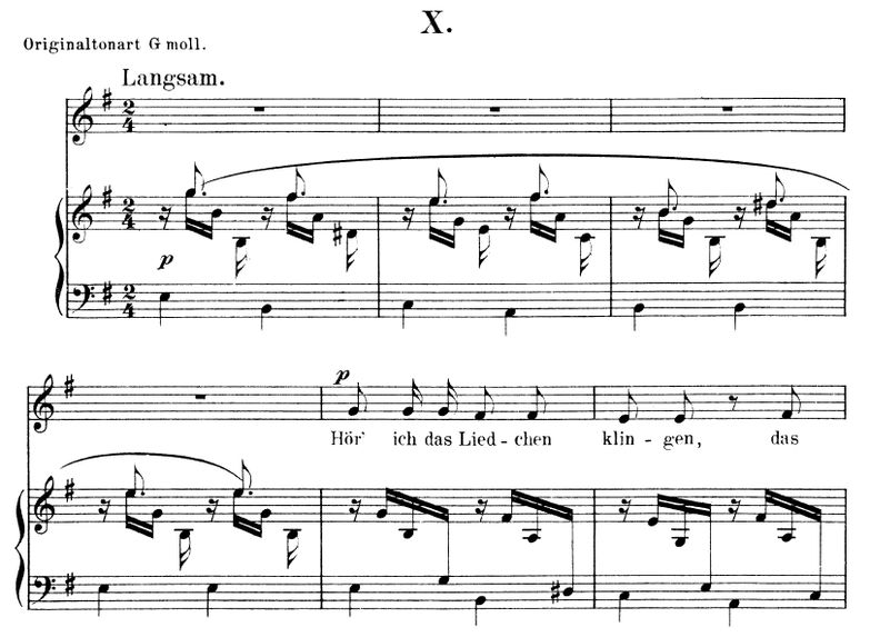 Hör' ich das Liedchen klingeln Op.48 No.10, e-moll...