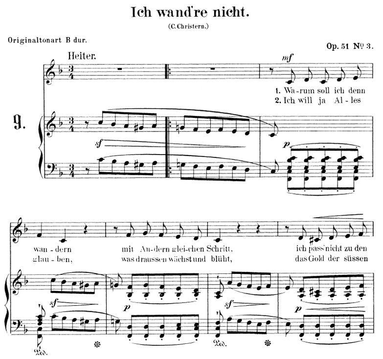 Ich wand're nicht Op.51 No.3, F-Dur, R.Schumann. B...