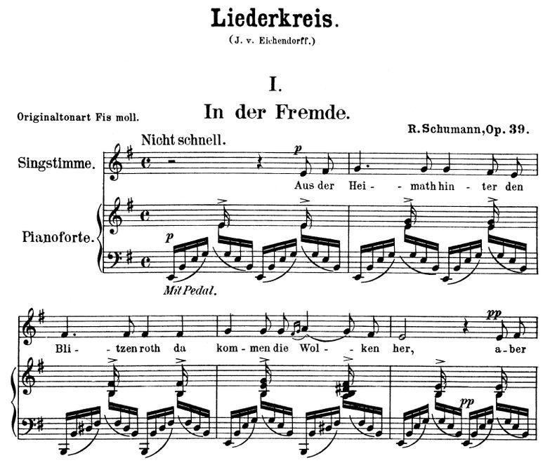 In der Fremde Op. 39 No.1, e-moll, R.Schumann. Ban...
