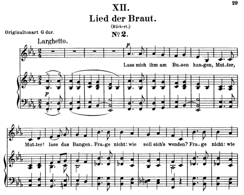 Lied der Braut II Op. 25 No.12, Es-Dur,  R.Schuman...