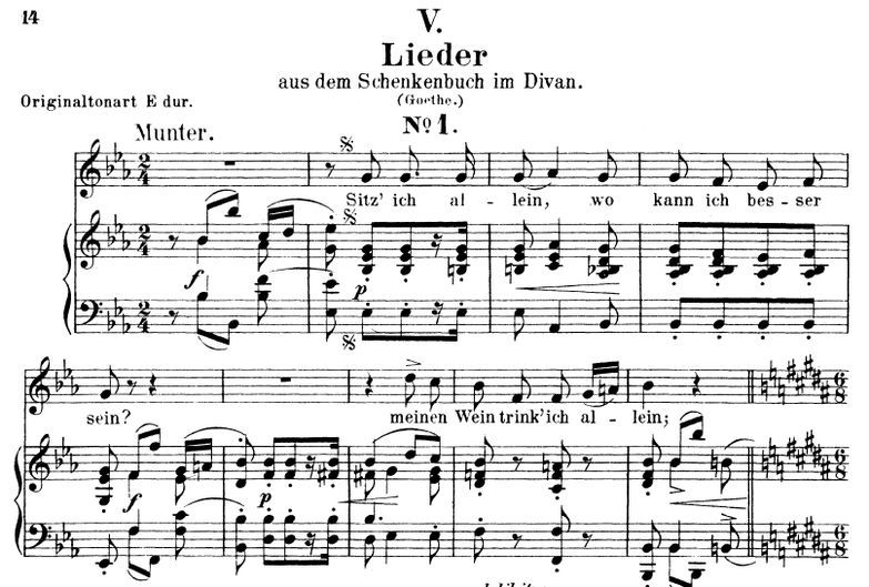 Lied I aus dem schenkenbuch Op. 25 No.5 in E flat ...