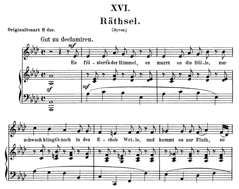 Räthsel Op 25 No. 16, As-Dur, R. Schumann (Myrten)...