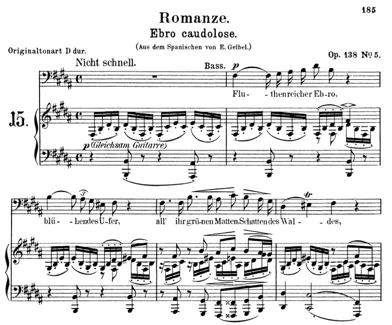 Romanze Ebro caudolose Op 138 No. 5, H-Dur, R. Sch...