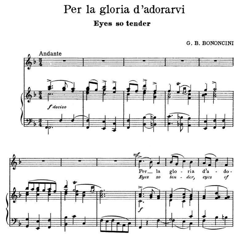 Per la gloria d'adorarvi, Medium Voice in F Major,...