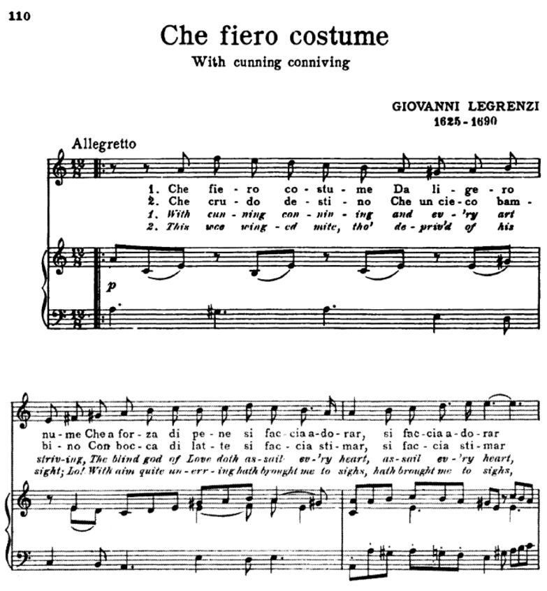 Che fiero costume,  High Voice in A minor, G Legre...