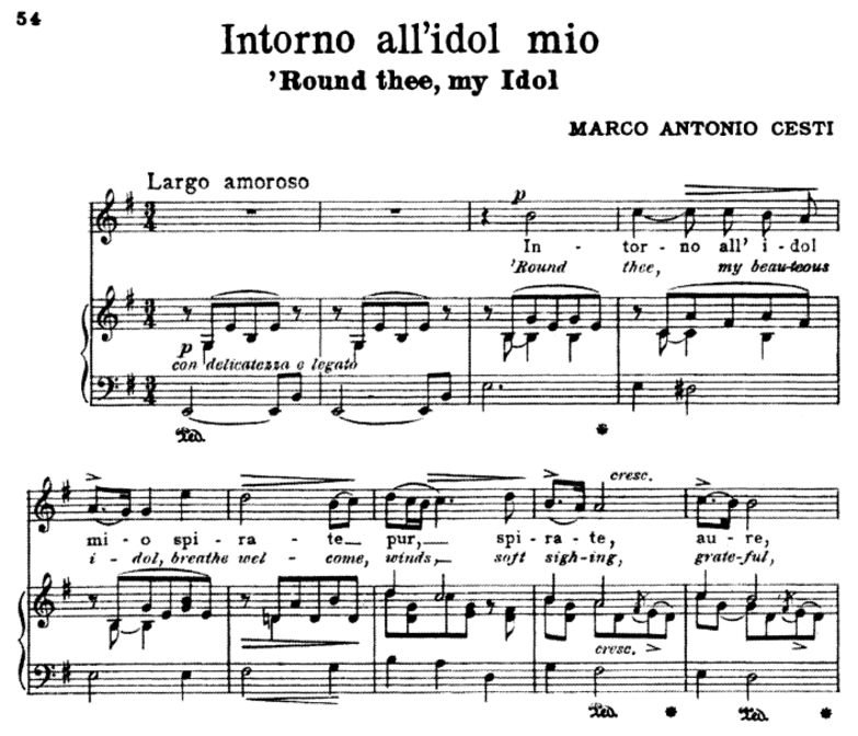 Intorno all idol mio, Medium Voice in E minor, M.A...