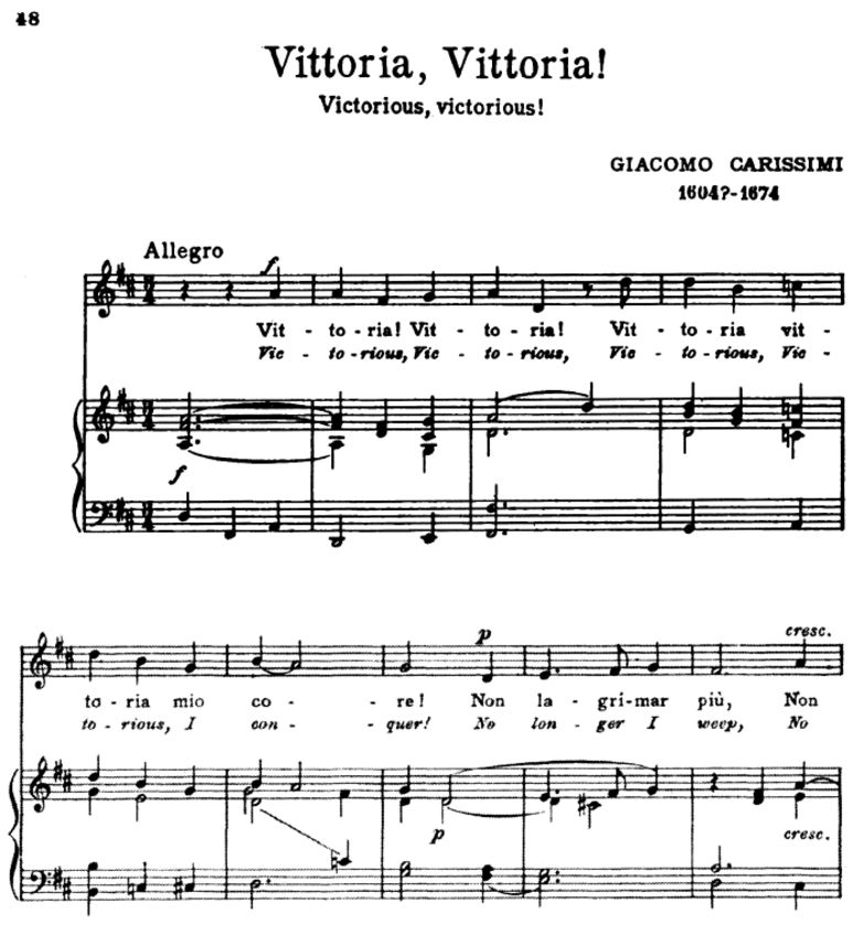 Vittoria, Vittoria! High Voice in D Major, G. Cari...