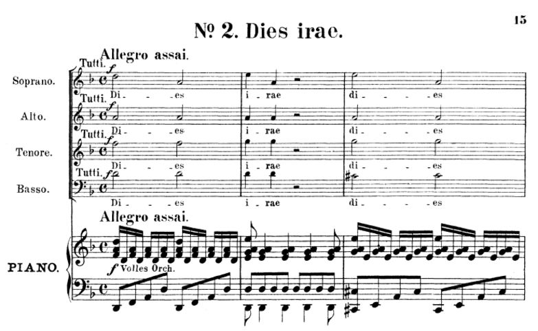 No.2 Dies Irae: Choir SATB and Piano. Requiem K.62...