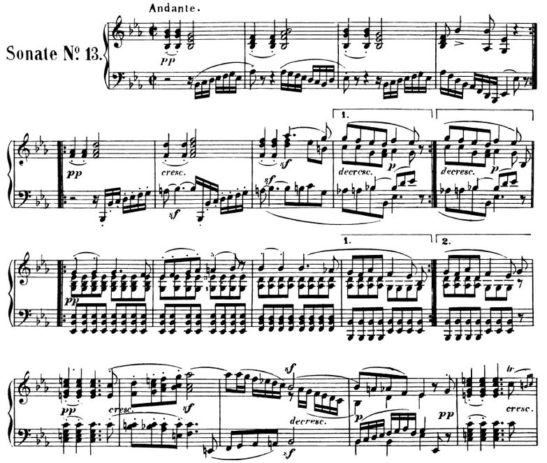 Piano Sonata No.13, Op.27 No.1 in  E-Flat Major. U...
