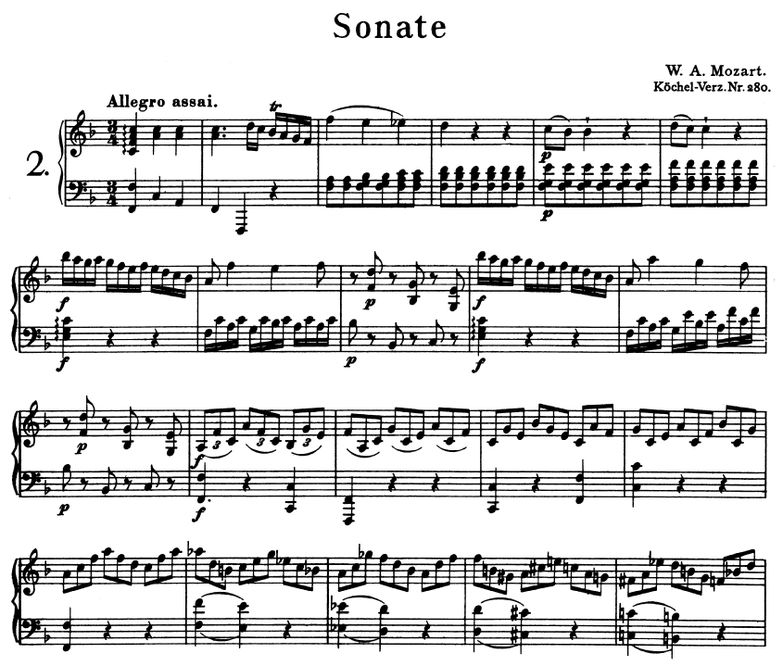 Sonata No.2 K.280 in F Major, W.A Mozart. Urtext, ...