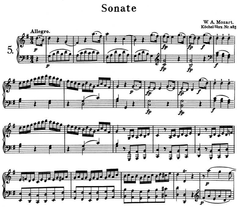 Sonata No.5 K.283 in G Major, W.A Mozart. Urtext, ...