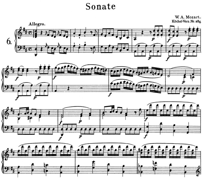 Sonata No.6 K.284 in D Major, W.A Mozart. Urtext, ...