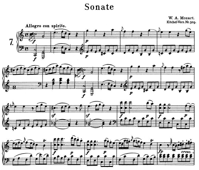 Sonata No.7 K.309 in C Major, W.A Mozart. Urtext, ...