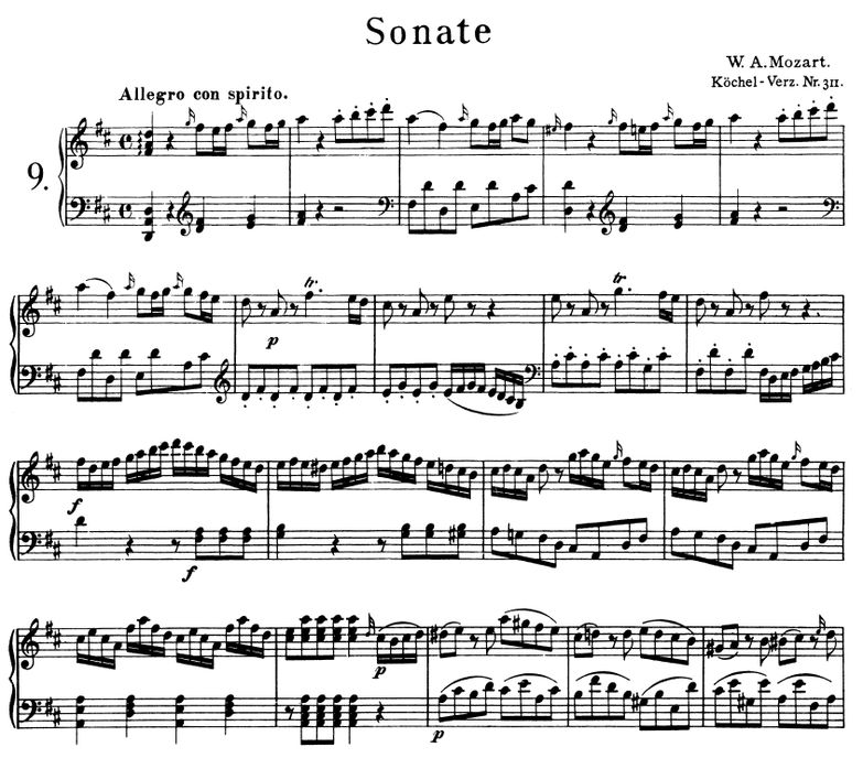 Sonata No.9 K.311 in D Major, W.A Mozart. Urtext, ...