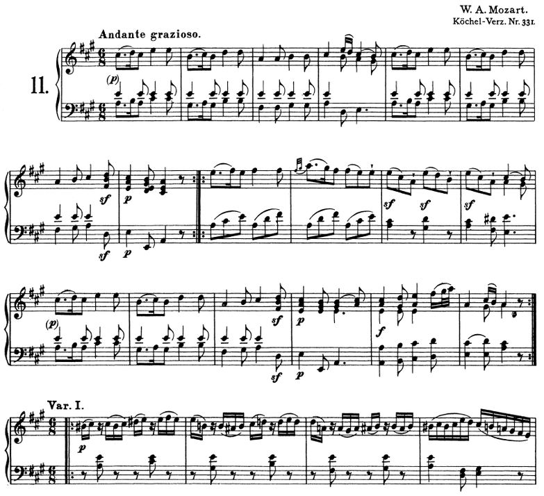 Sonata No.11 K.330 in A Major, W.A Mozart. Urtext,...
