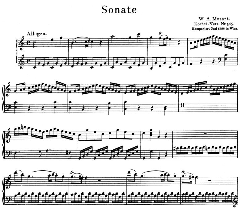 Sonata No.16 K.545 in C Major, W.A Mozart. Urtext,...