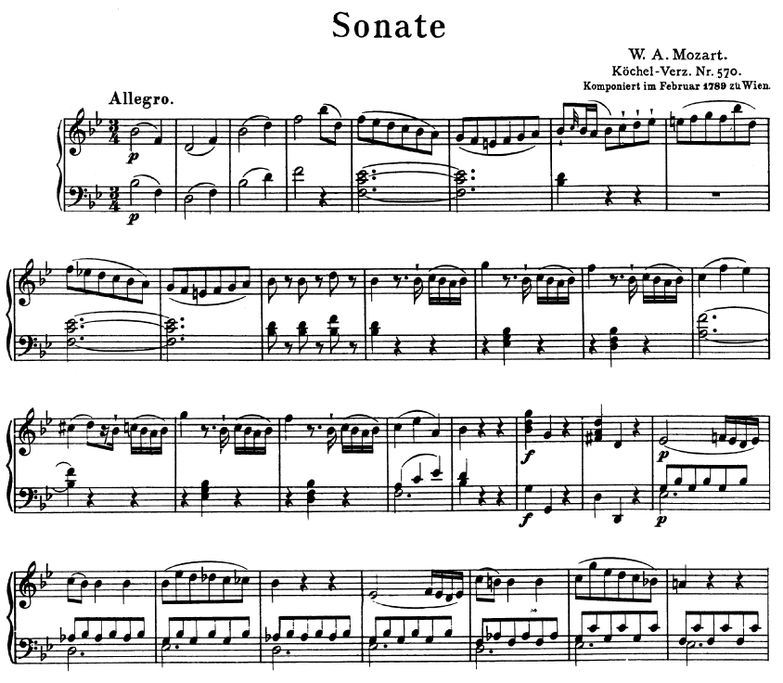 Sonata No.17 K.570 in B Flat Major, W.A Mozart. Ur...