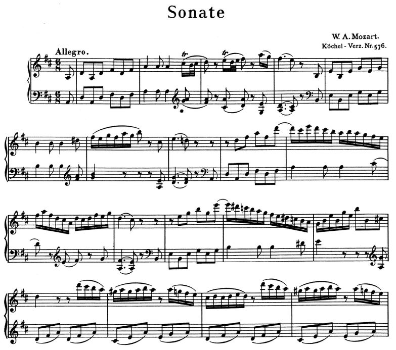 Sonata No.18 K.576 in D Major, W.A Mozart. Urtext,...