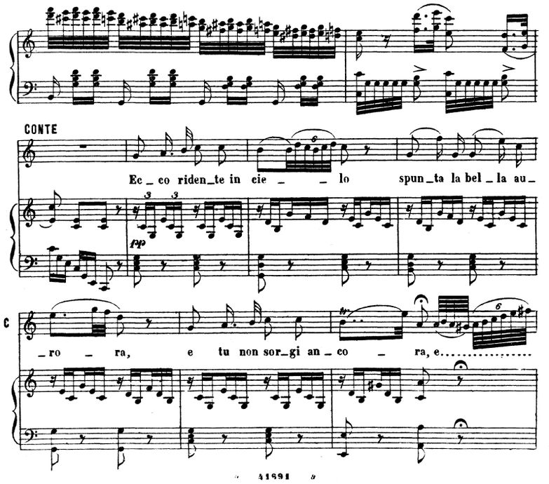 Ecco ridente in cielo. Aria for Tenor (Conte). G. ...