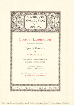 lucia di Lamermoor, Ed. Schirmer (1898). PD. Vocal...